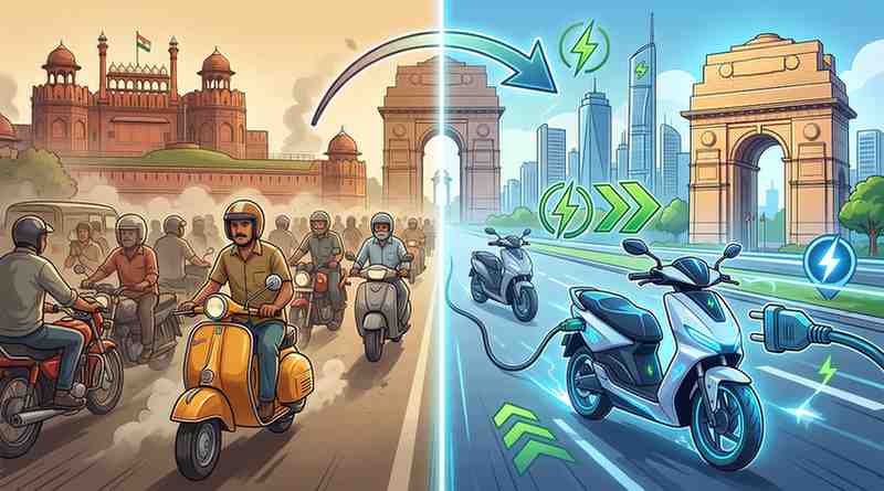 Delhi to Phase Out New Petrol Two-Wheelers by 2028 A Major Shift for India’s Capital-Wisekhabar Delhi to Phase Out New Petrol Two-Wheelers by 2028 A Major Shift for India’s Capital